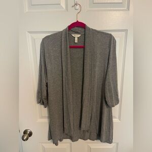 Soma Grey Stretch Jersey Knit Open Front Cardigan minimal lounge casual